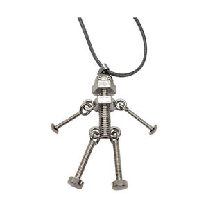 Industrial Robot Pendant Necklace Metal Screw Bolt Figure Steampunk Jewelry Gift